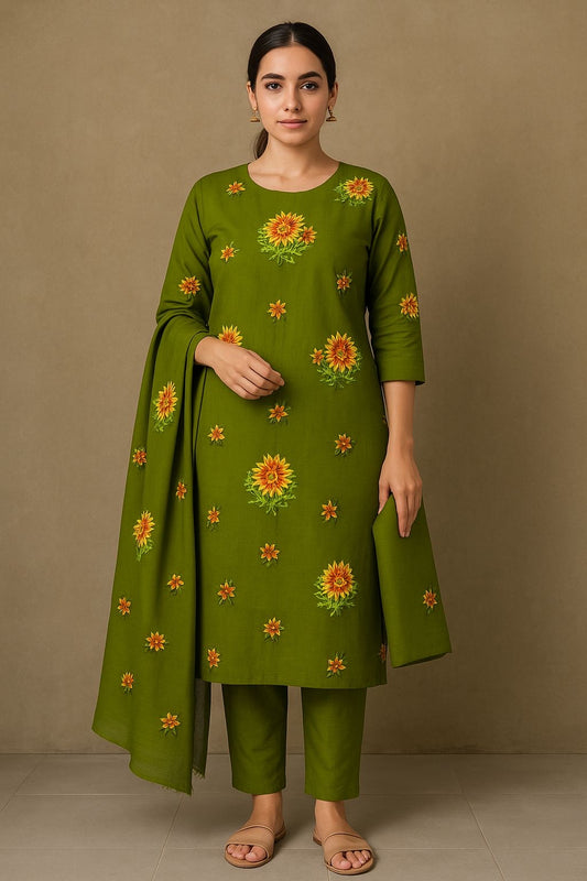 Cross Stitch Sun Flower Embroidered 3pc Dress