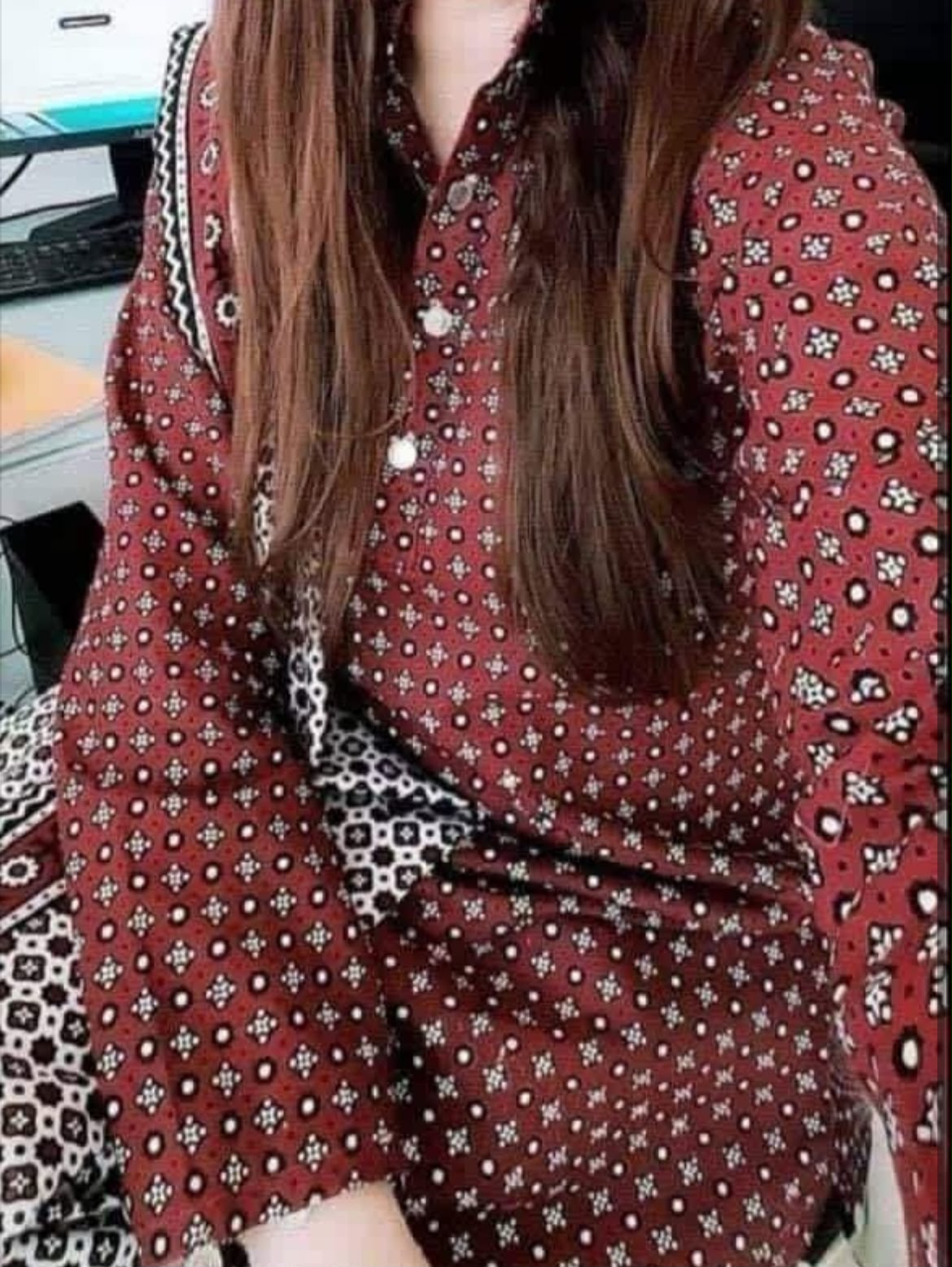 Ajrak Block Print Cotton Fabric Printed Shirt, Dupatta & Trouser | 3PC Unstitched Dress