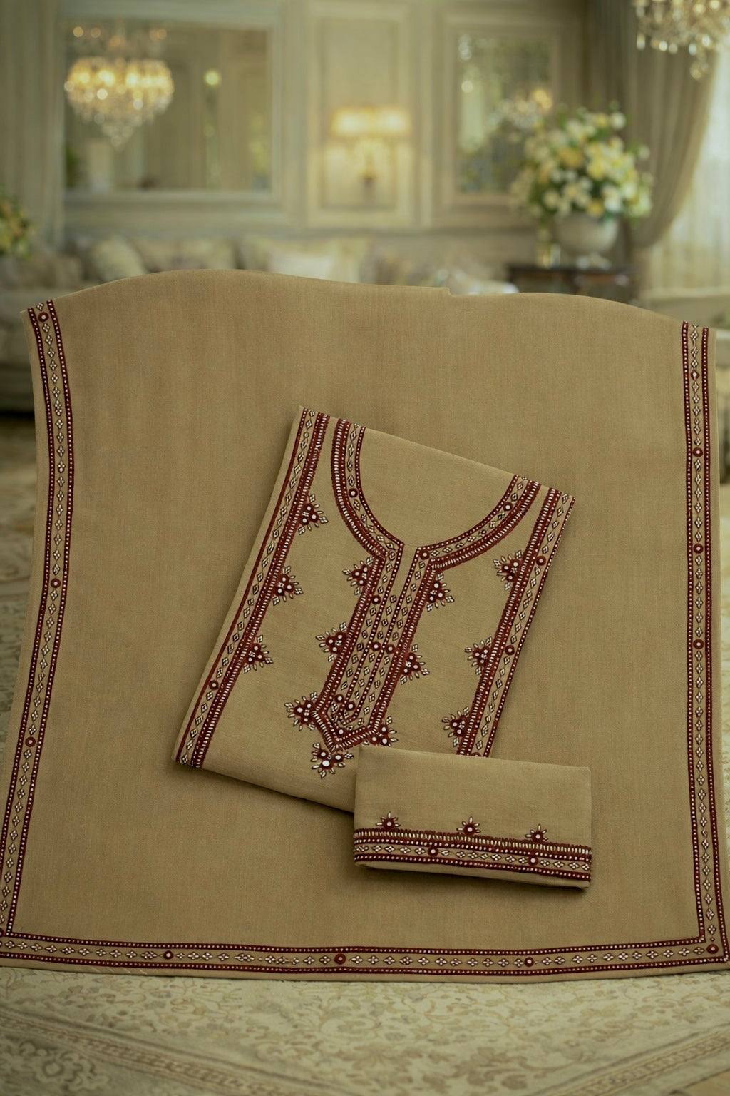 Balochi Gala Panel with Handmade Mirror Work 3pc Dress