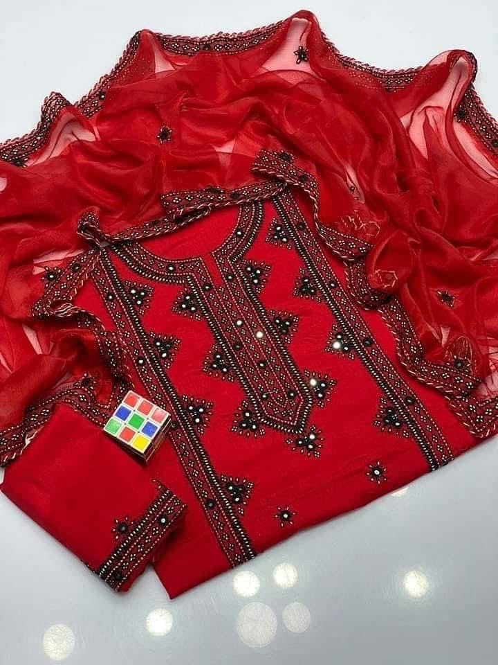 Balochi Gala Panel with Handmade Mirror Work 3pc Dress