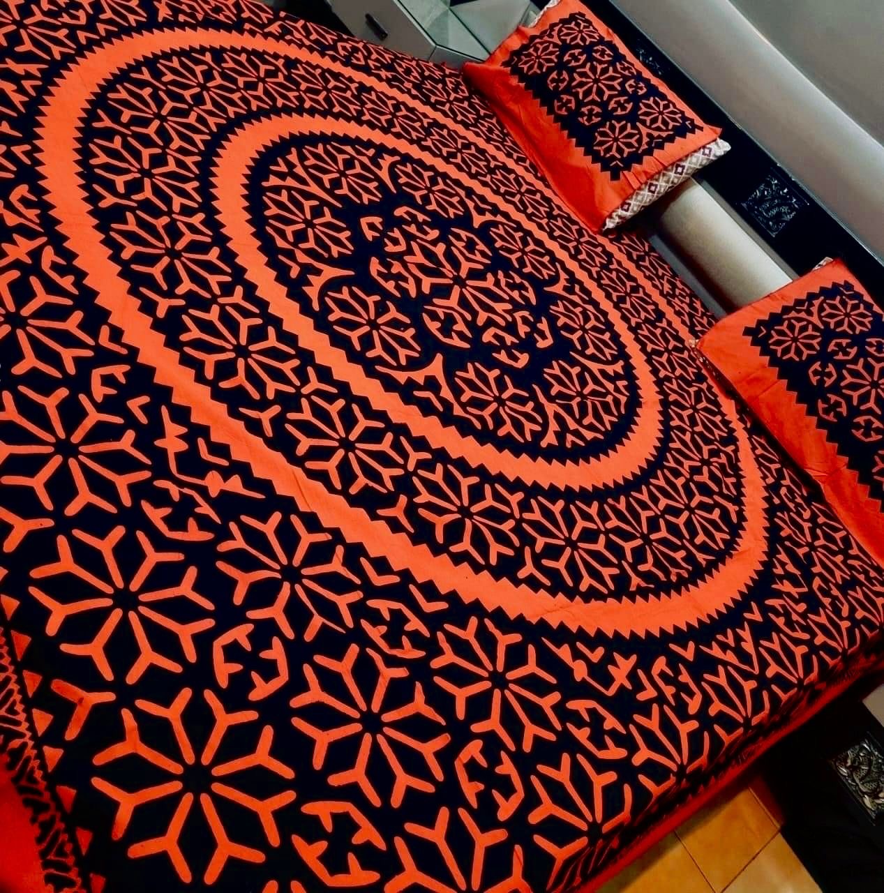 Applic Block Print Double Bed Bedsheets