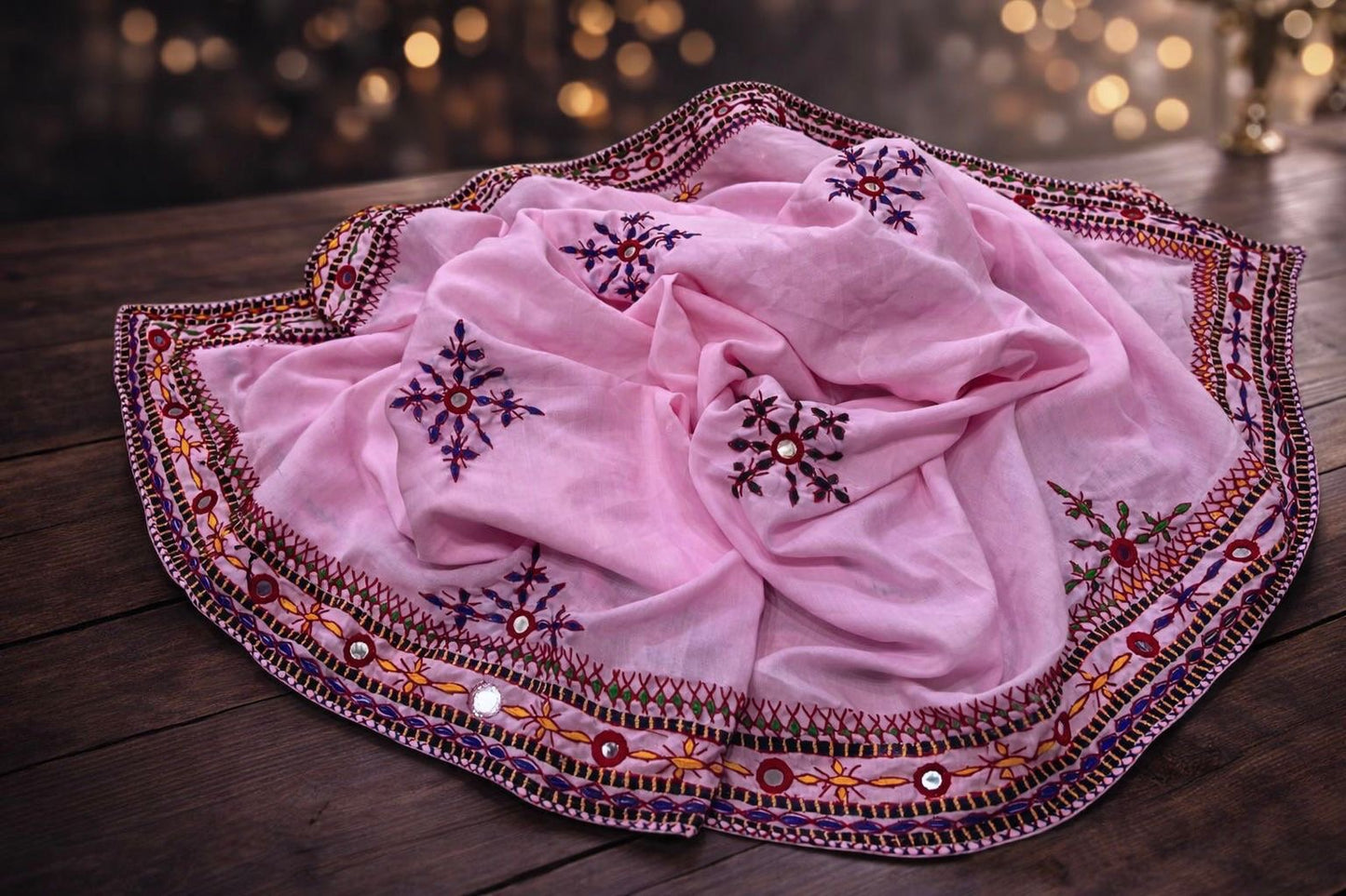 Balochi Handmade Chadar – Pure Mirror Work on Swiss Voil Fabric