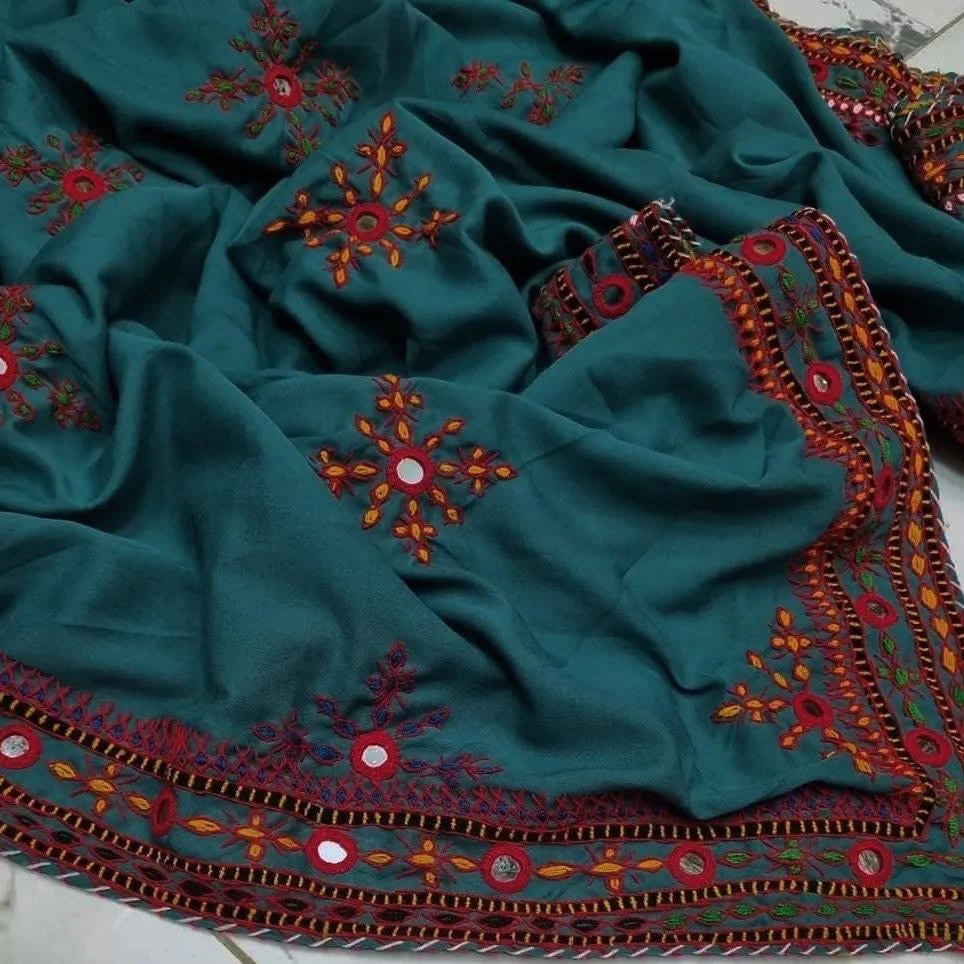 Balochi Handmade Chadar – Pure Mirror Work on Swiss Voil Fabric