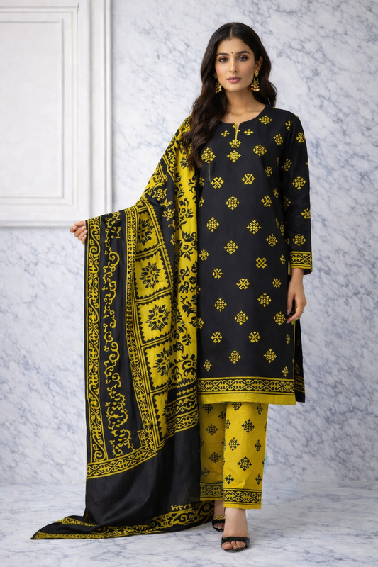 Alkaram Kusturi Premium Lawn Printed 3-Piece Unstitched Suit for Women