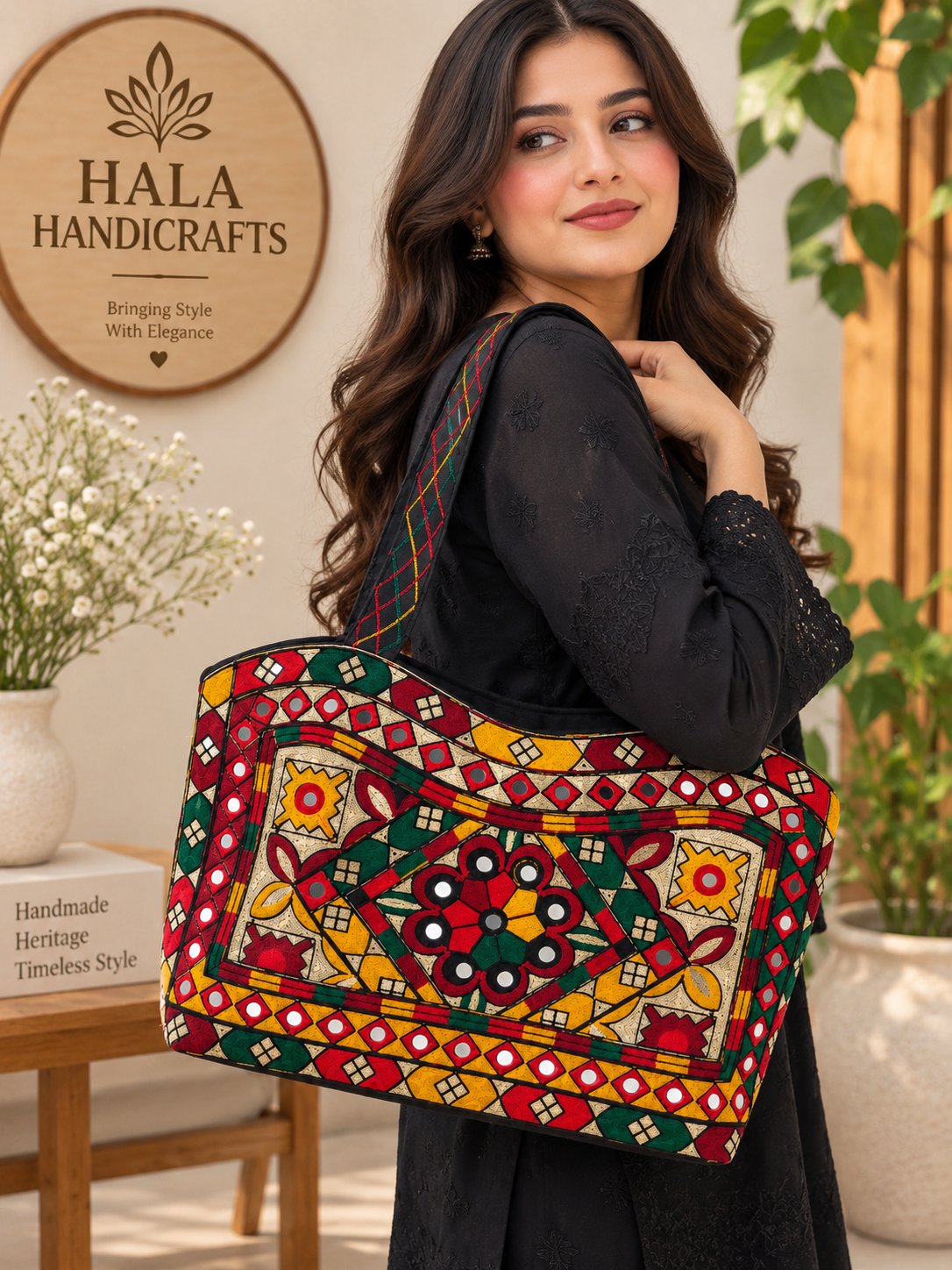 Traditional Multi Embroidered Shoulder Hand Bag 👜 (Large Size)