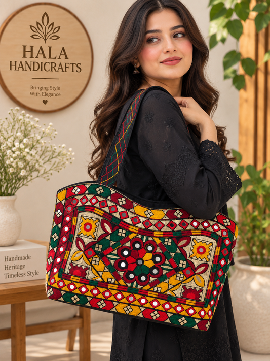 Traditional Multi Embroidered Shoulder Hand Bag 👜 (Large Size)