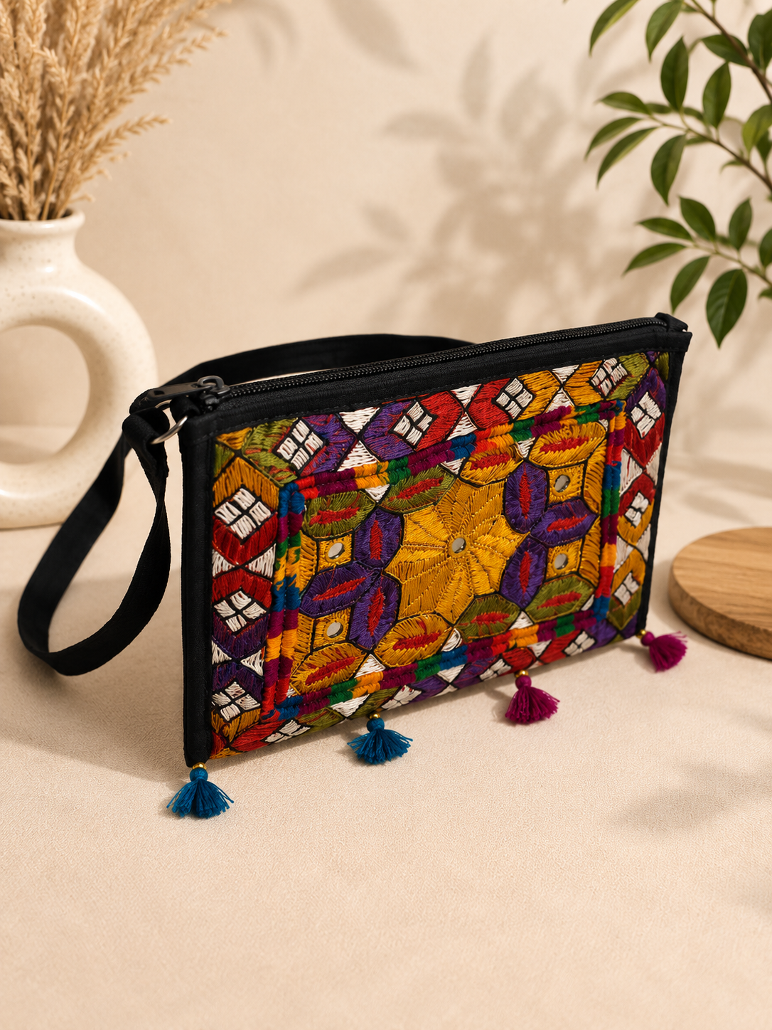 CTC Thread Mirror Work Handmade - Cross Body Purse