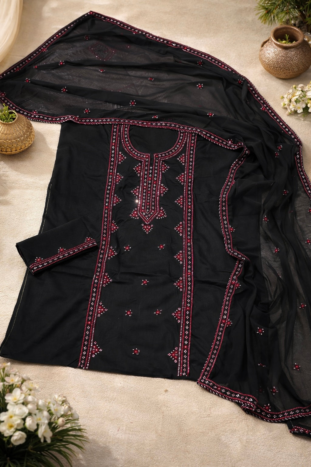Balochi Gala Panel with Handmade Mirror Work 3pc Dress