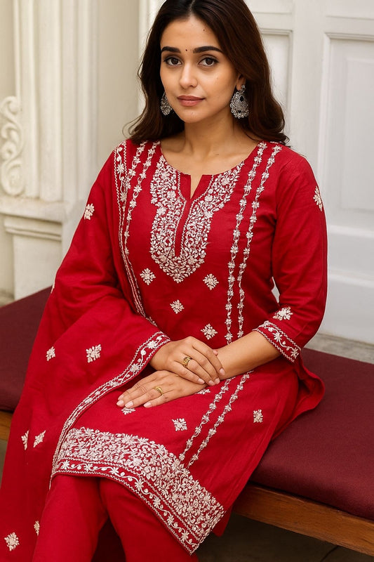 9MM Sitara Pakka Thread Work Style Computer Embroidery 3pc Dress