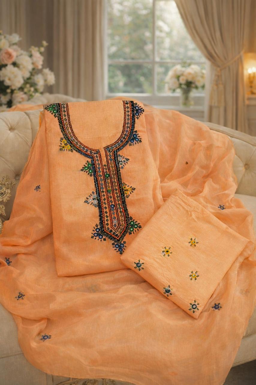 Balochi Gala Handwork 3-Piece Suit | Original Mirror Work | Soft Cotton & Chiffon Dupatta
