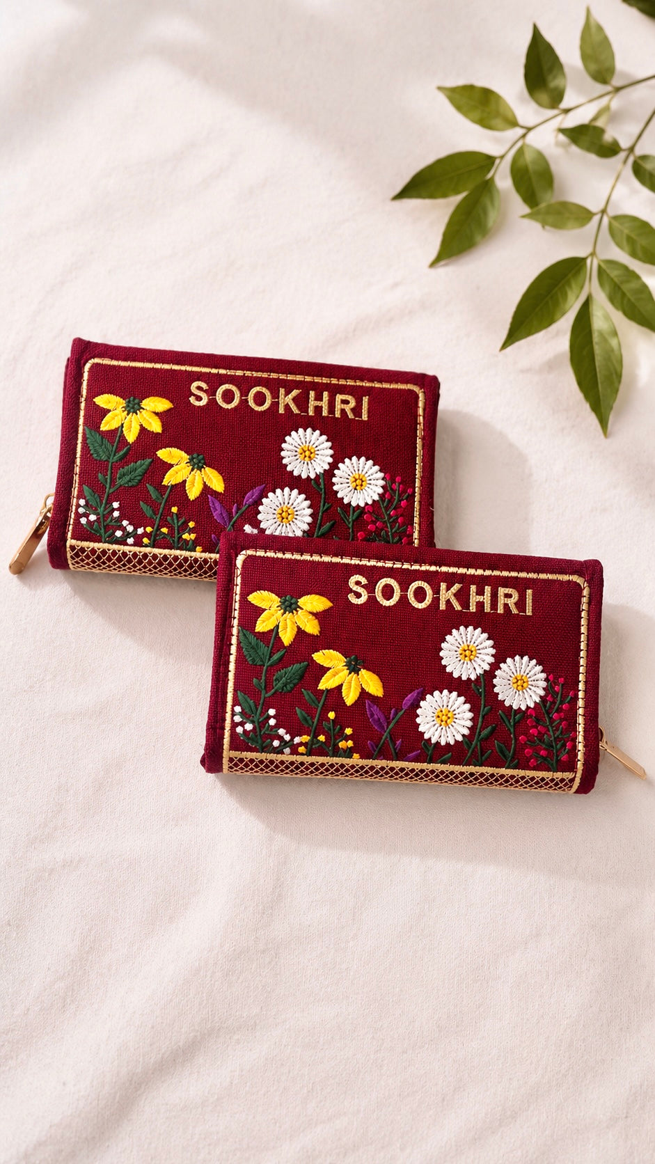 Traditional Jute Fabric Embroidered Clutches (Pack of 2)