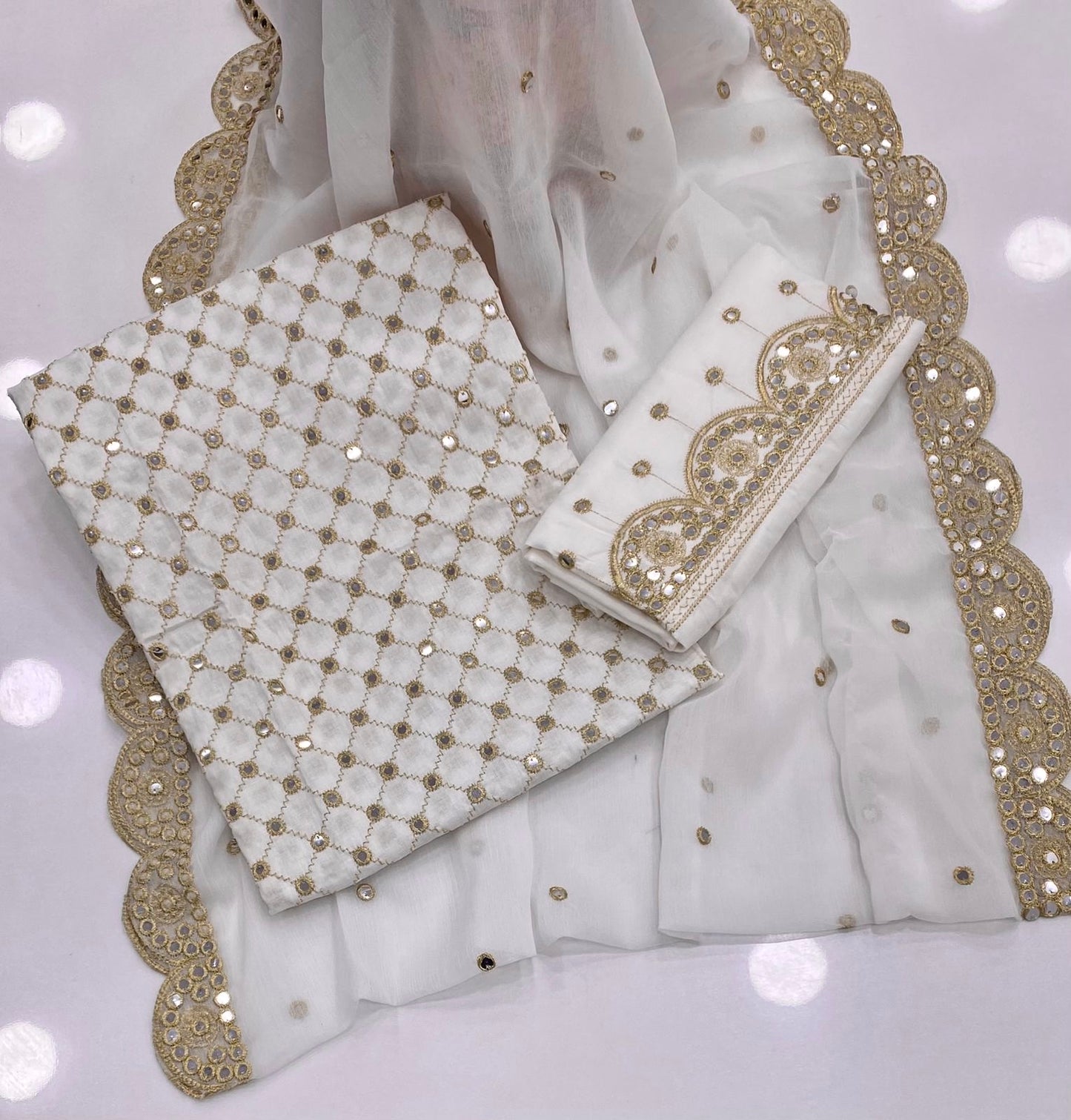 9mm Zarri Jaal Cutwork Dupatta 3pc