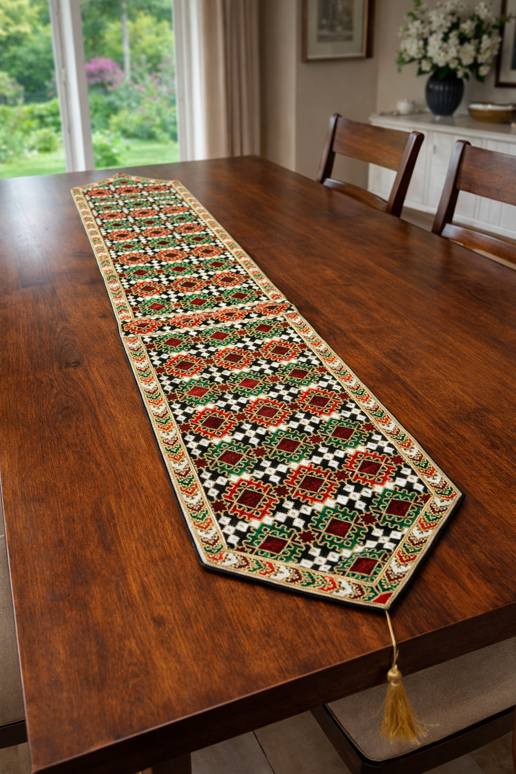 Traditional Embroidered Table Long Runner (5.5ft length 1ft Width)