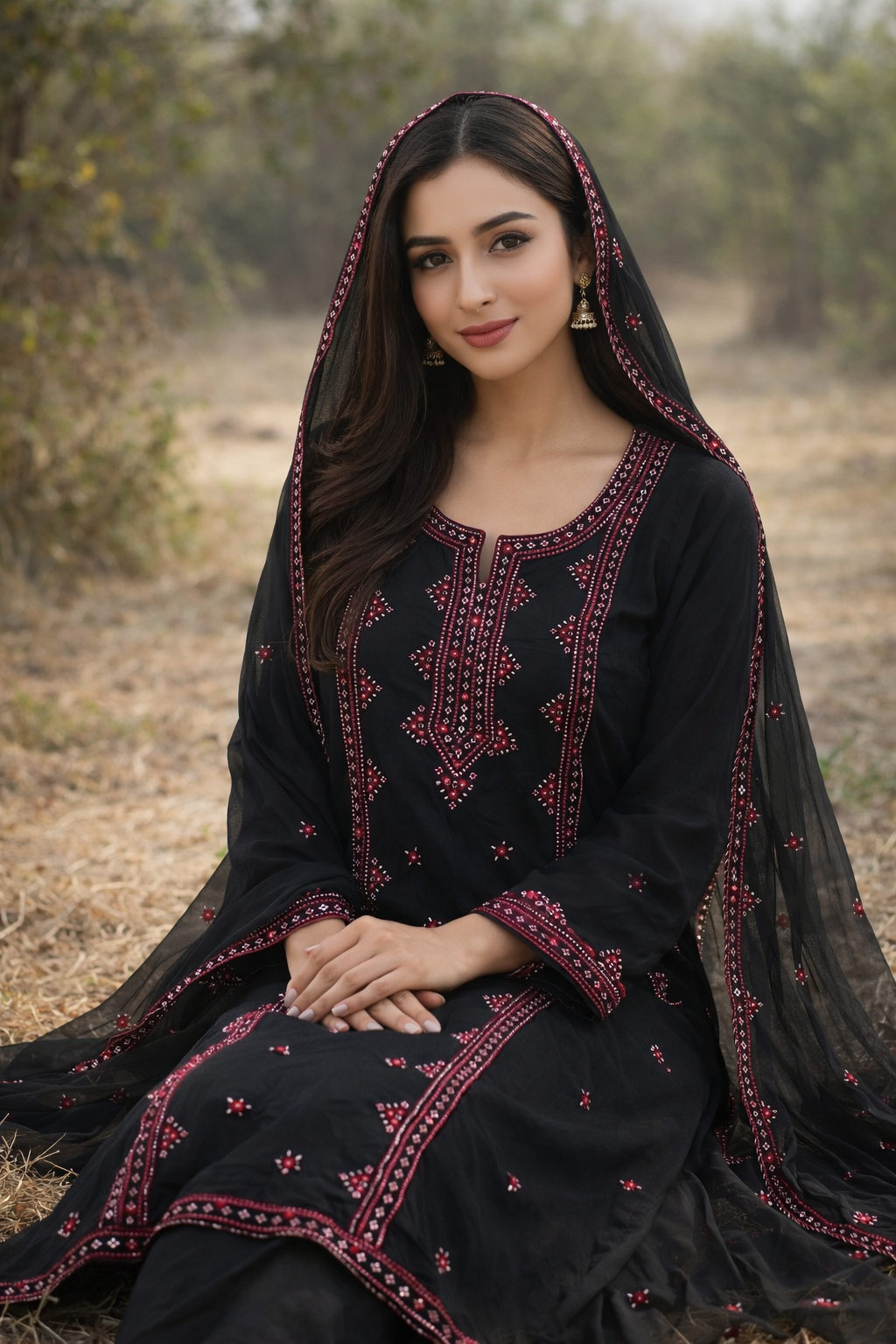 Balochi Gala Panel with Handmade Mirror Work 3pc Dress