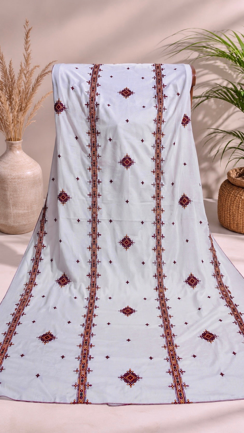 Premium Swiss Voile Four Border Embroidered Chadar | 9mm Sitara Thread Work