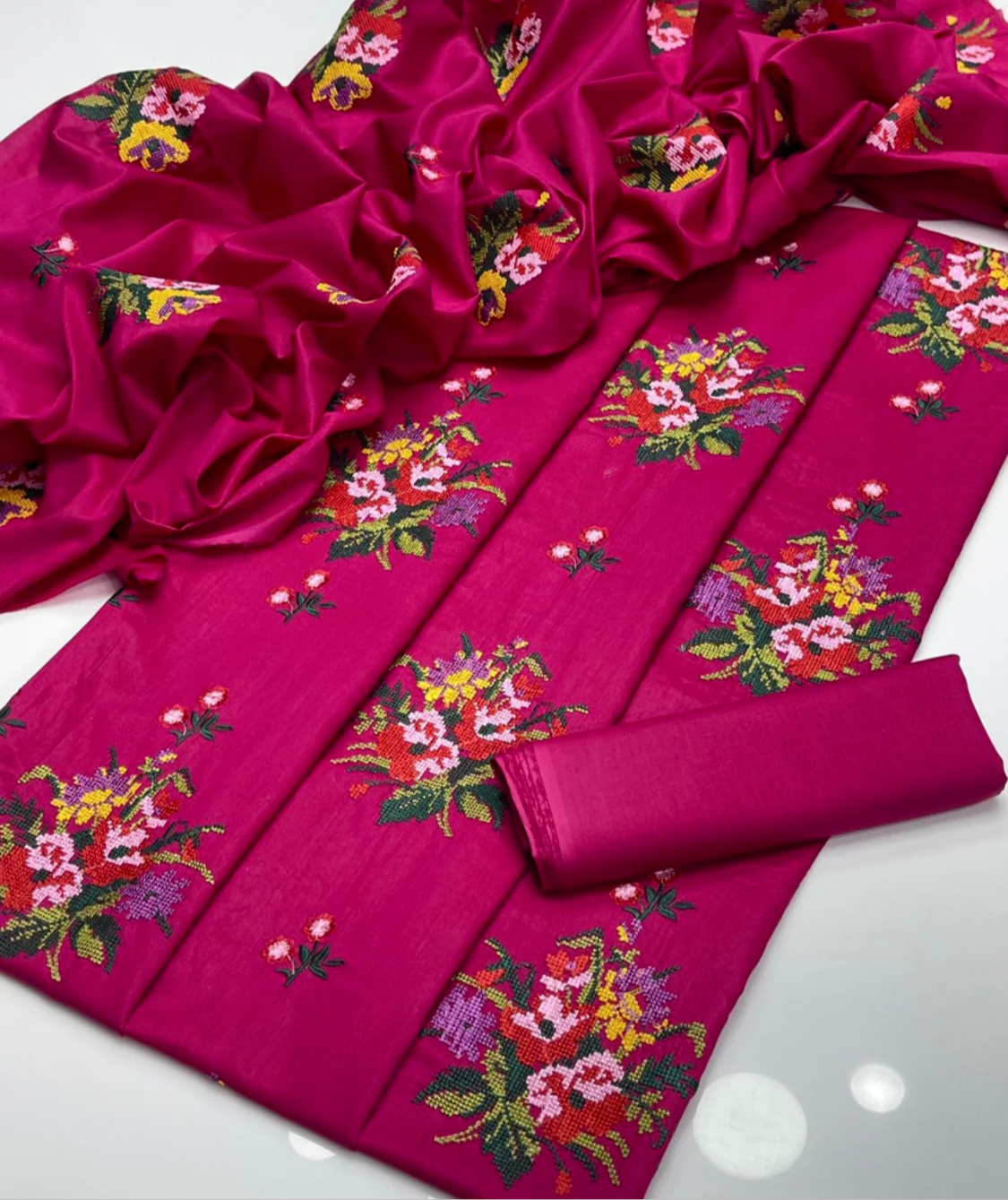 Cross Stitch Flower Embroidered Bunches 3pc Dress