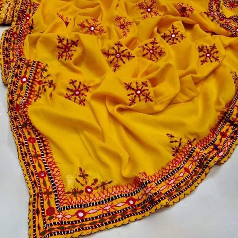 Balochi Handmade Chadar – Pure Mirror Work on Swiss Voil Fabric