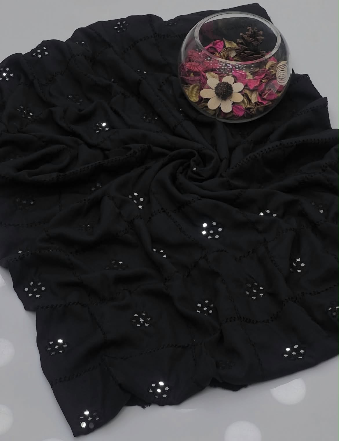 Black Swiss Lawn Handmade Tarkashi with Original Mirror Work Fancy Chaddar