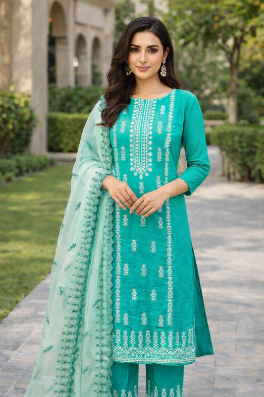 Bouring Chikenkari Embroidered 3pc Dresses 👗