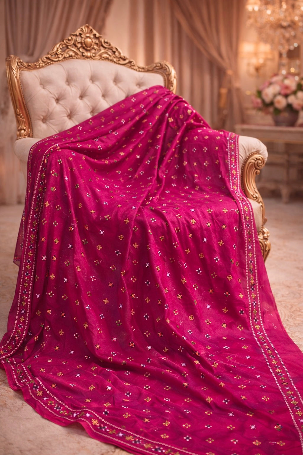 Elegant Swiss Lawn Chadar with All-Over Canvas Boti Embroidery & Two Side Border