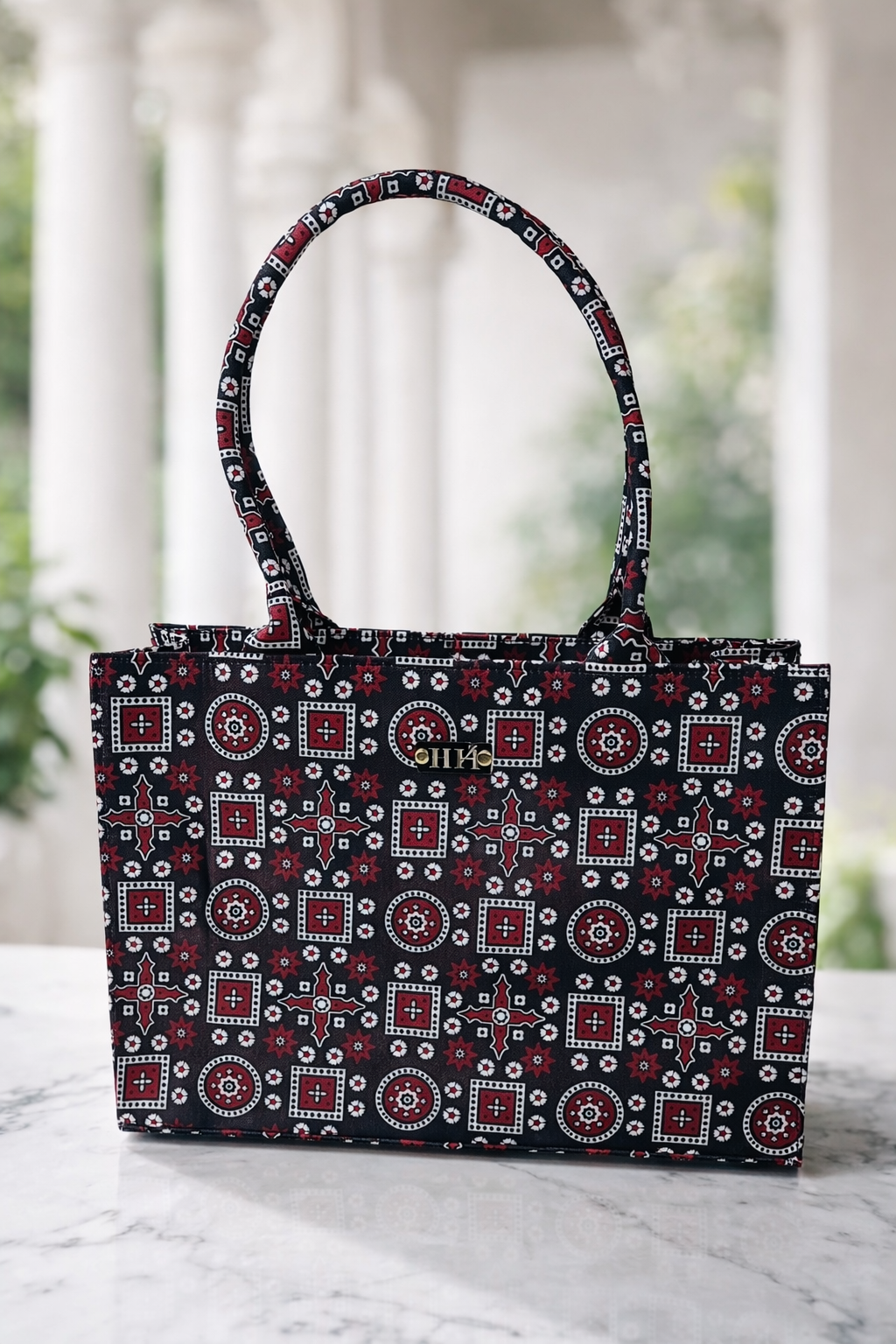 Premium Ajrak Canvas Tote Bag | Ethnic Handcrafted Look | Durable & Stylish Shoulder Bag