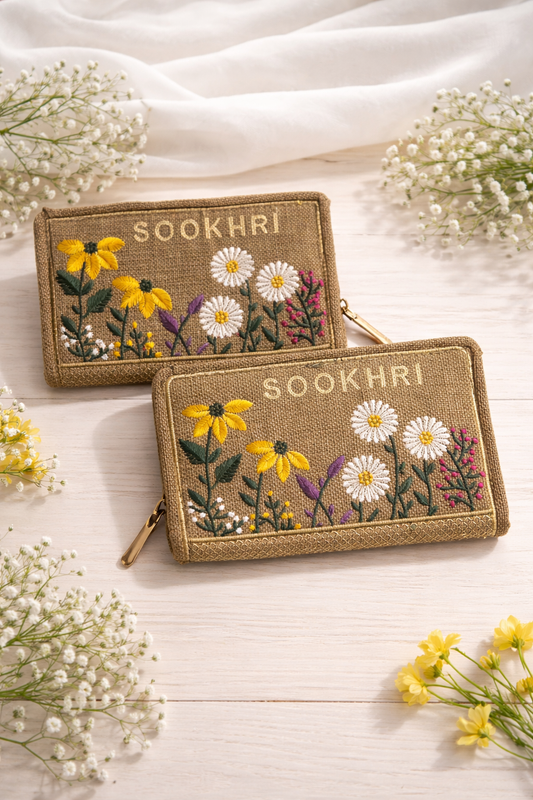 Traditional Jute Fabric Embroidered Clutches (Pack of 2)
