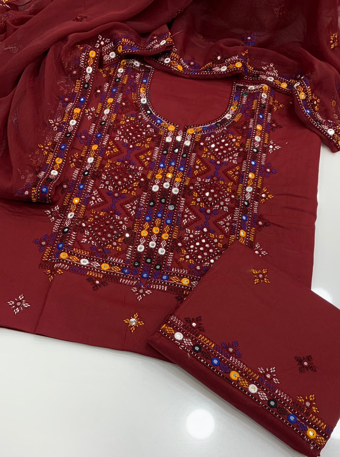 Balochi Thick Thread Work Fancy 3pc Dress 👗