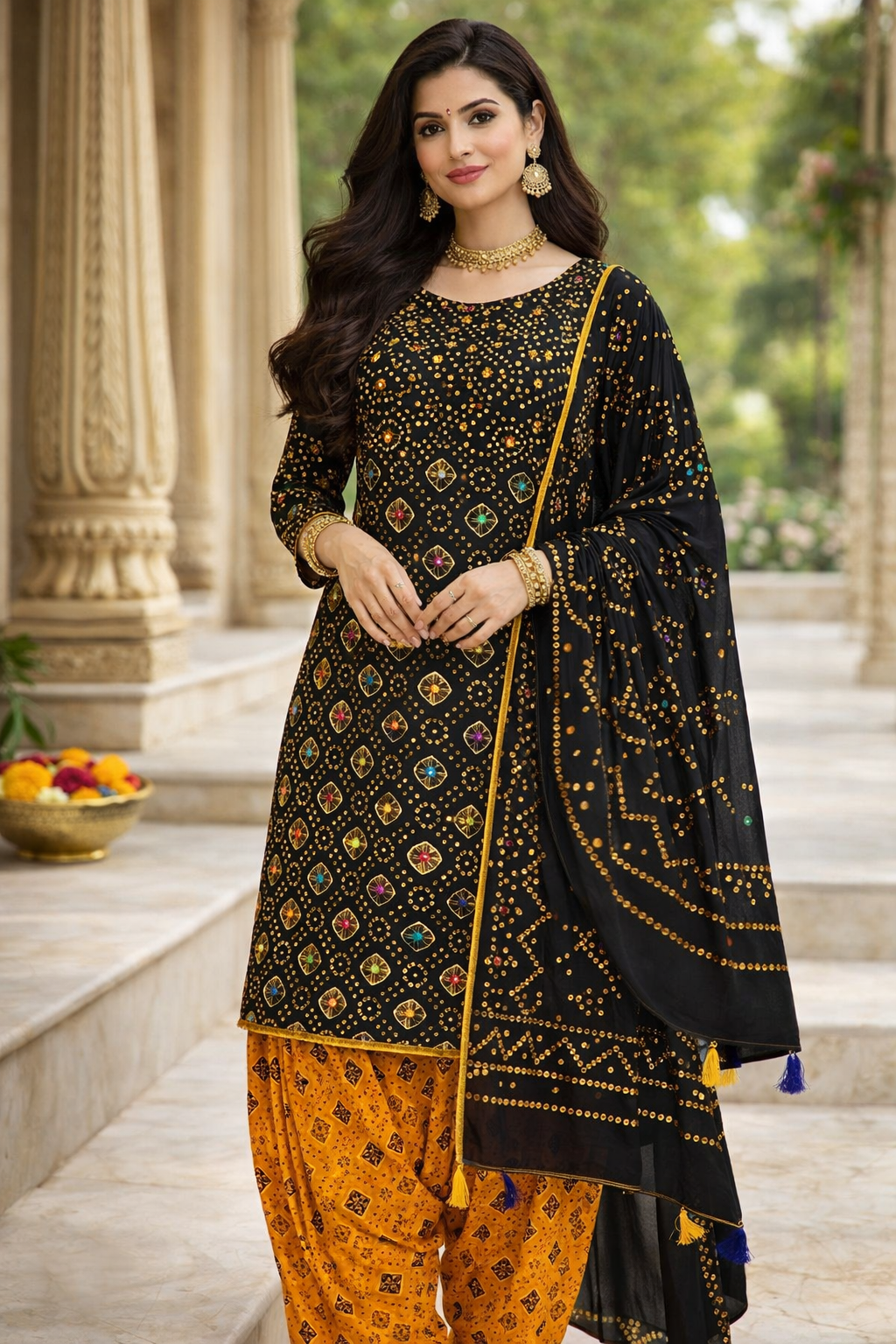 Chunri Print Multi Sitara Block Print Cotton - 3PC Unstitched Traditional Dress 👗
