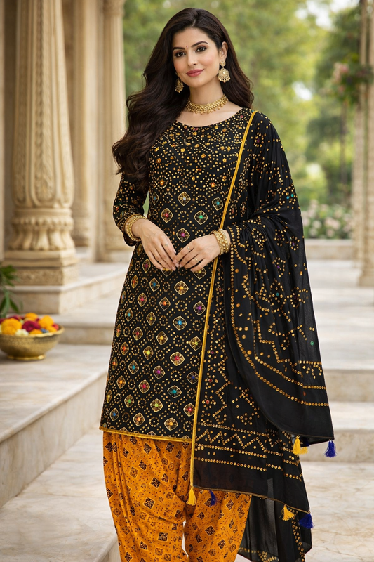 Chunri Print Multi Sitara Block Print Cotton - 3PC Unstitched Traditional Dress 👗