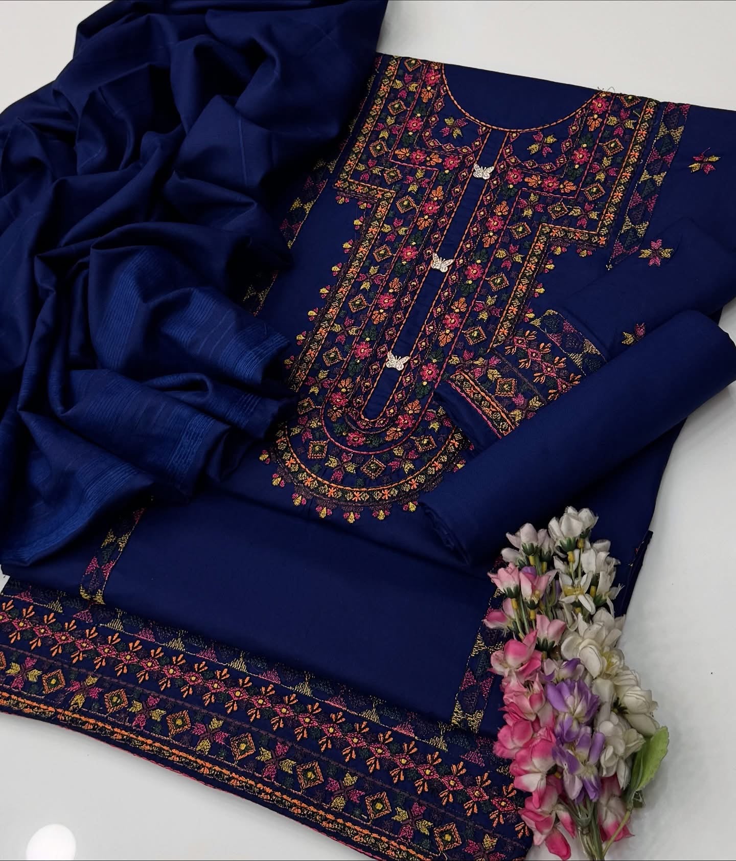 Balochi Multi Embroidered Dhanak Winter Dress – 3 Piece Suit