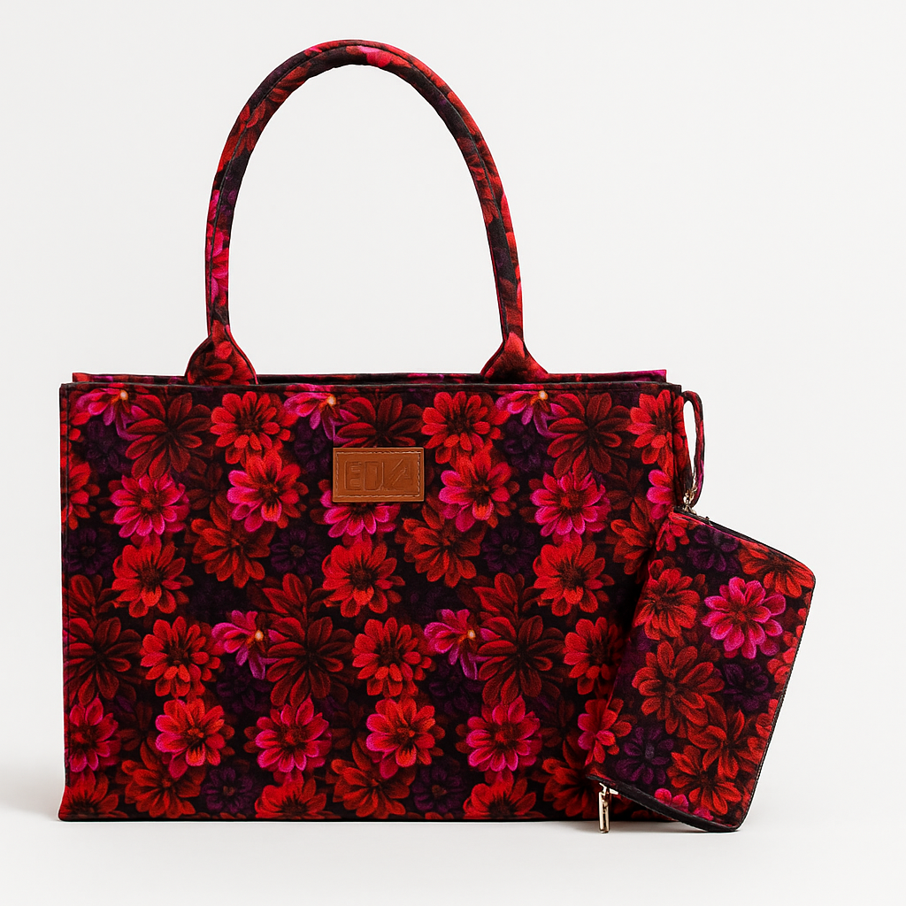 Floral Canvas Tote Bag with Matching Clutch – Premium Everyday Carry