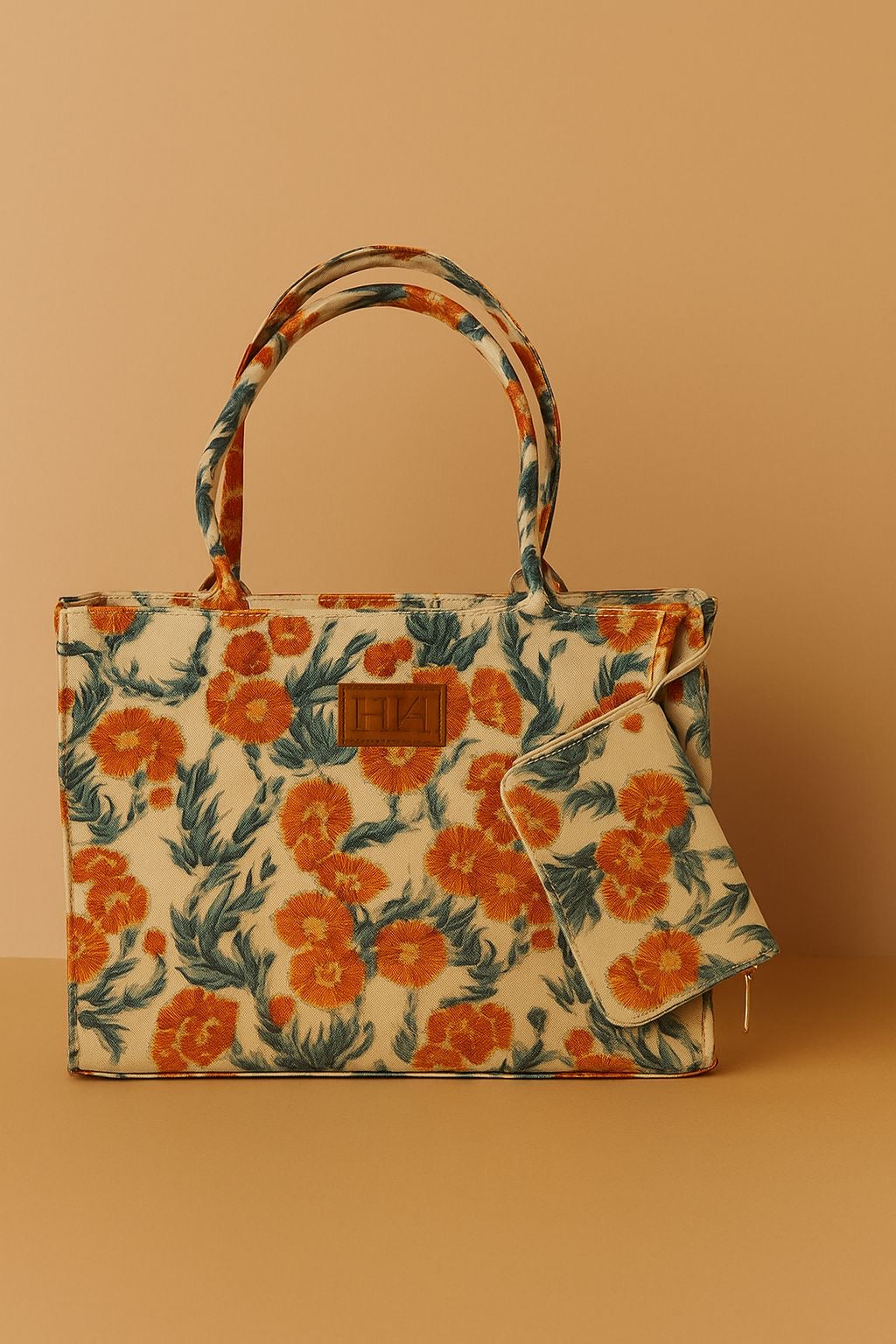 Floral Canvas Tote Bag with Matching Clutch – Premium Everyday Carry