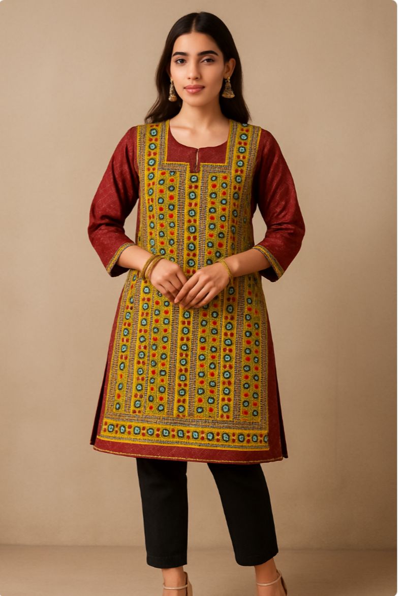 Mukka Heavy Machine Work Stitch Kurti
