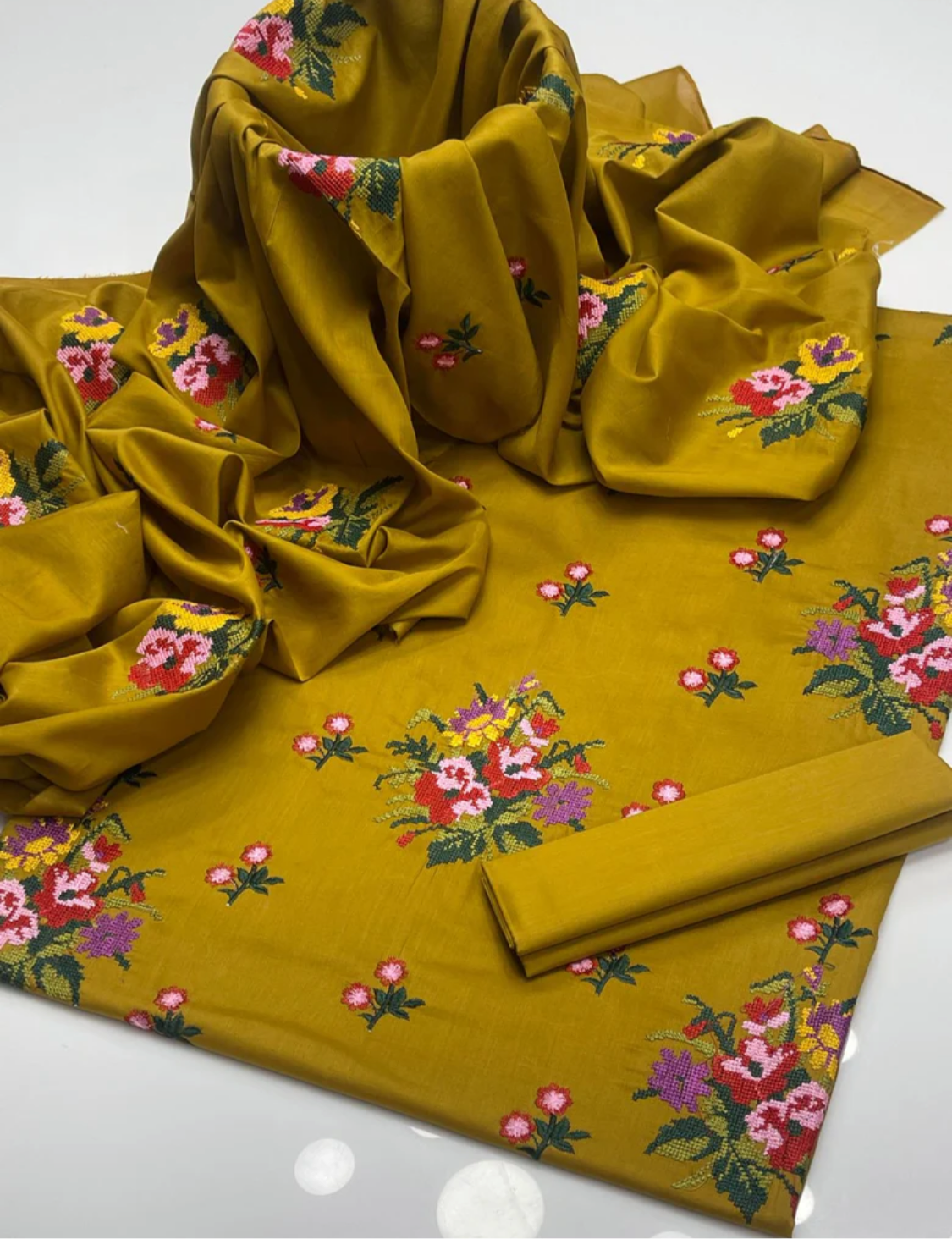 Cross Stitch Flower Embroidered Bunches 3pc Dress
