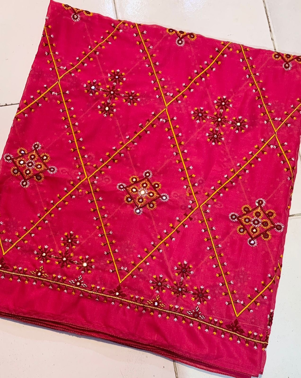 Machine Thick Thread Embroidered Chadar – Full Jaal Sitara Work