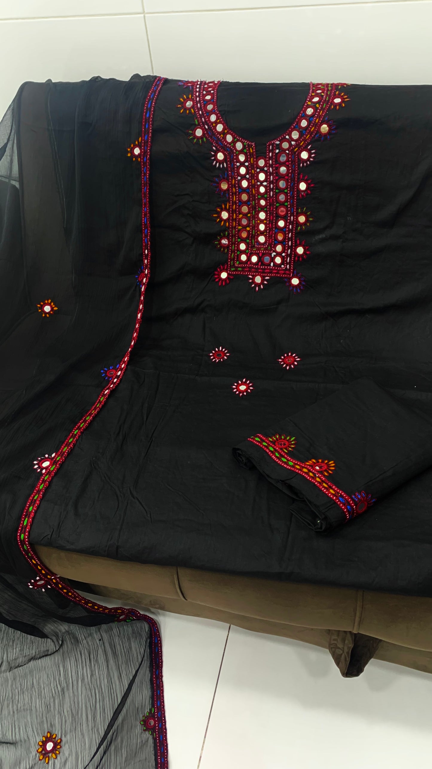 Balochi Mirror Work 3-Piece Dress (Handmade Edition)