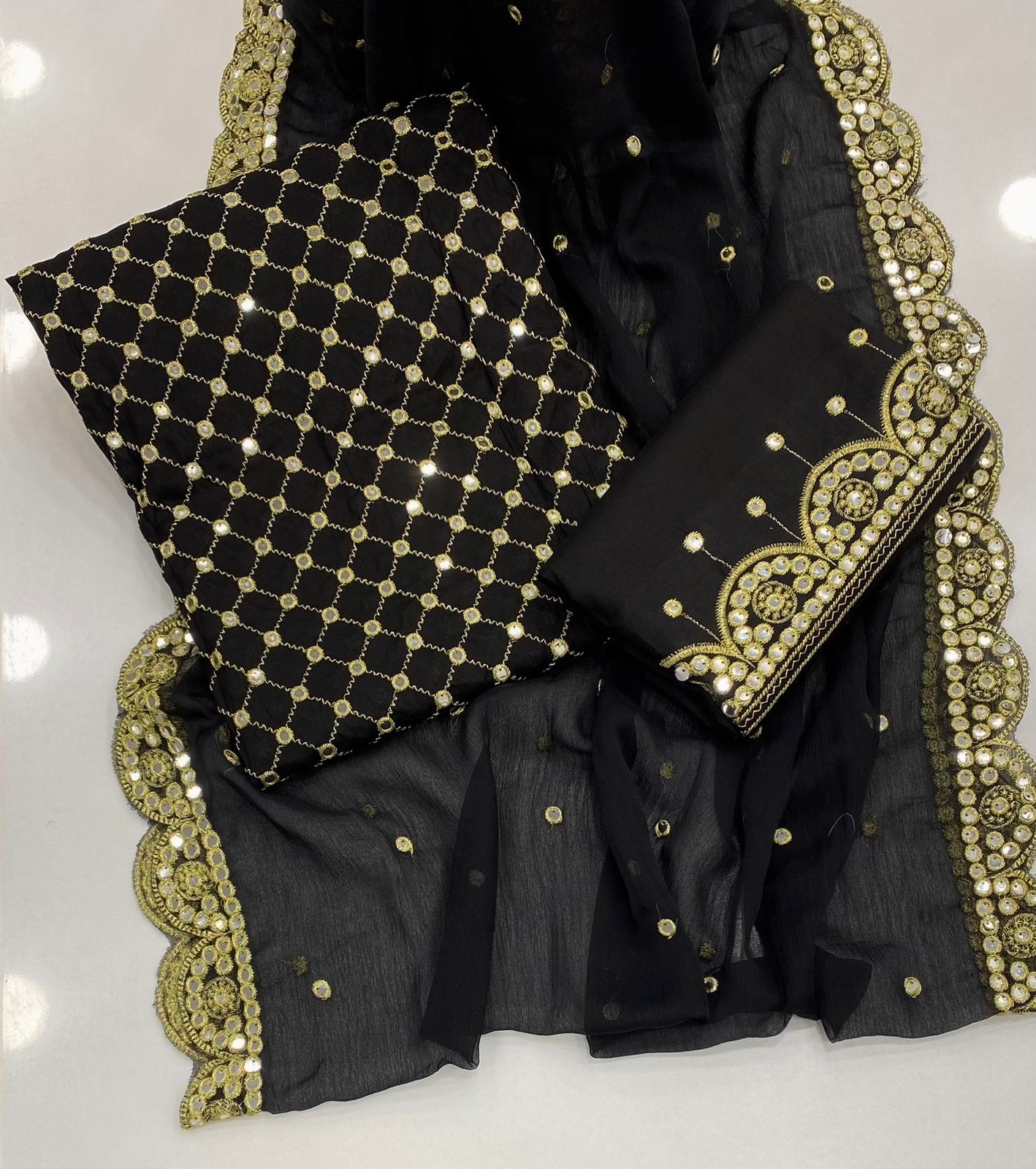 9mm Zarri Jaal Cutwork Dupatta 3pc