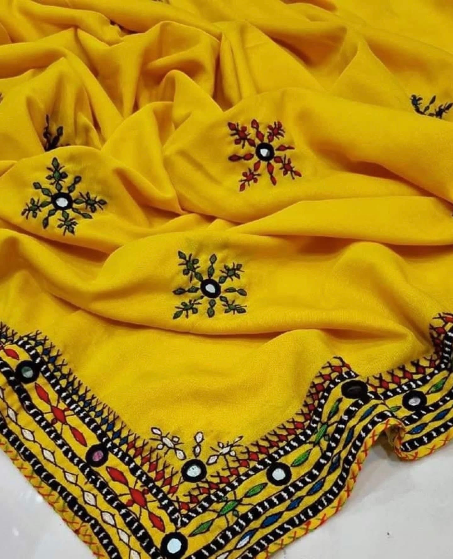 Balochi Handmade Chadar – Pure Mirror Work on Swiss Voil Fabric