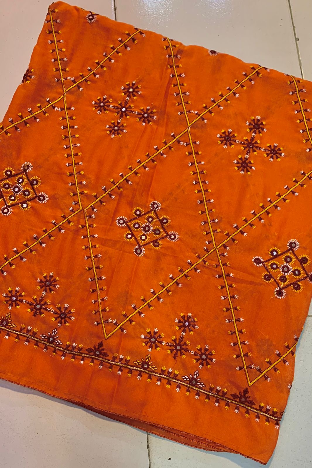 Machine Thick Thread Embroidered Chadar – Full Jaal Sitara Work