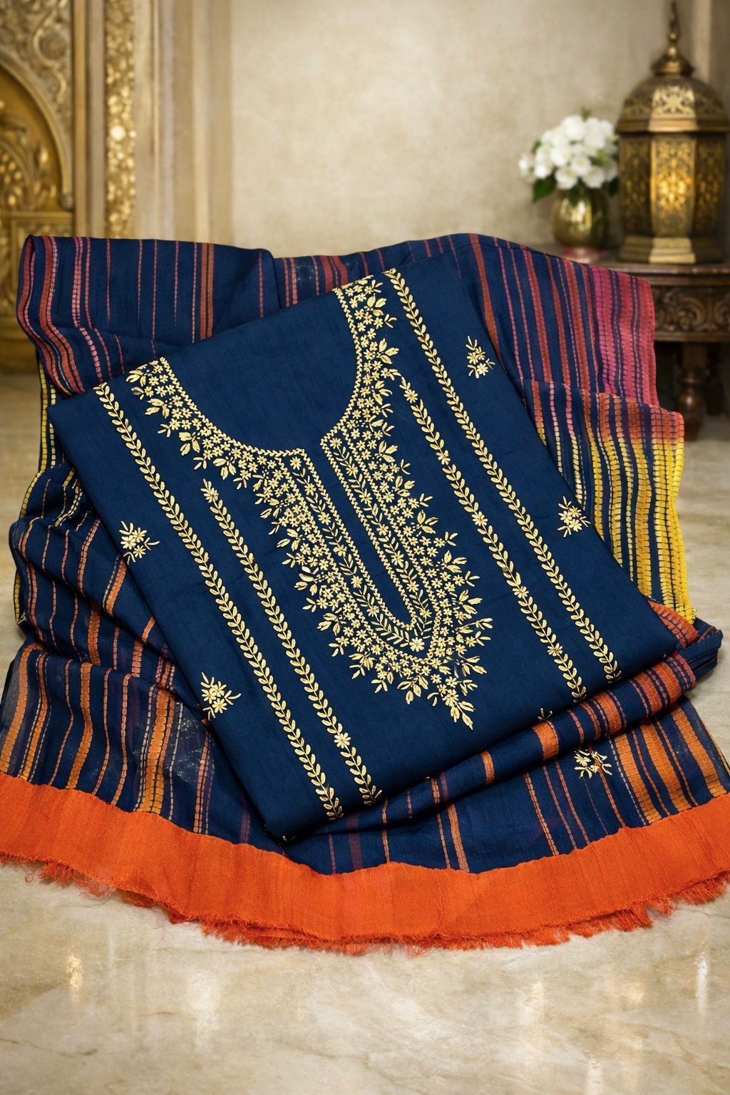 Gotta Work Handmade Lawn Stuff with Chiffon Tie-Dye Dupatta 3PC Unsticthed Dress