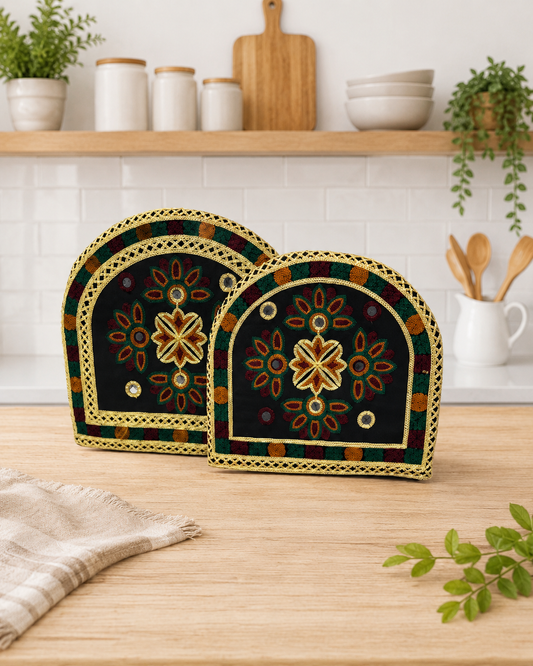 Traditional Multi Ari Embroidery Tea Cozy Covers – Set of 2