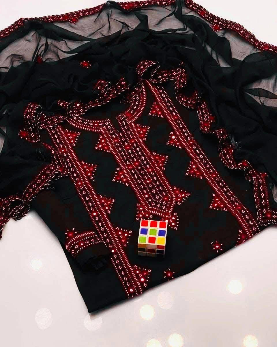 Balochi Gala Panel with Handmade Mirror Work 3pc Dress