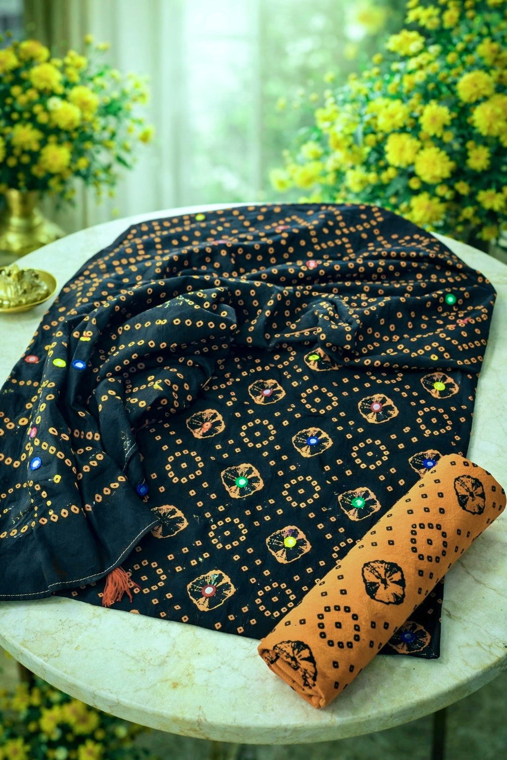 Chunri Block Print Cotton 3-Piece Suit Multi-Sitara Foil Work - 3PC Unstitch Dress