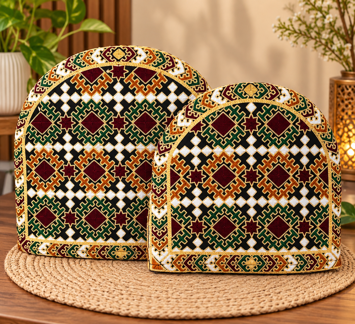 Traditional Multi Ari Embroidery Tea Cozy Covers – Set of 2