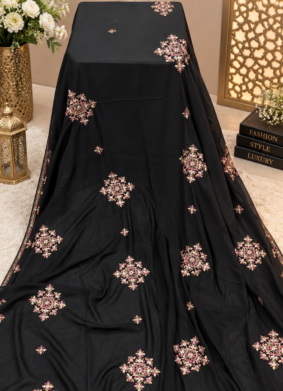 Korean Georgette Balochi Thick Thread & Sitara Embroidered Ladies Chadar