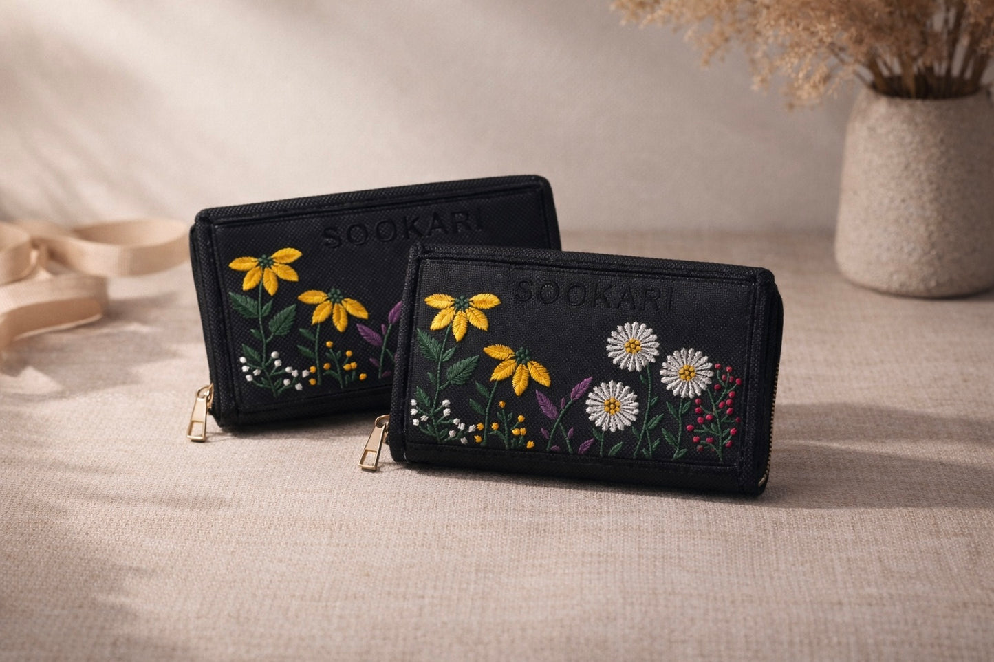 Traditional Jute Fabric Embroidered Clutches (Pack of 2)