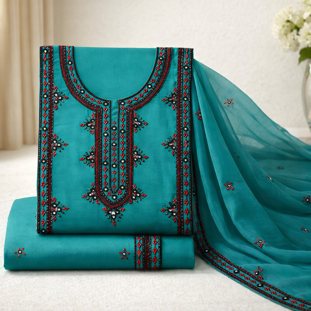 Balochi Gala Panel with Handmade Mirror Work 3pc Dress