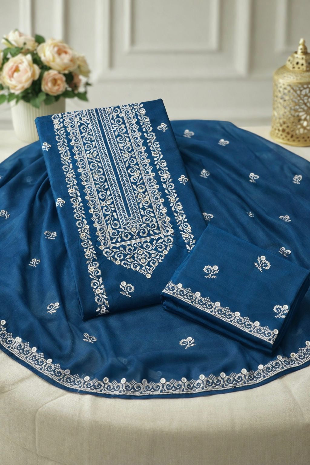 Edenrobe Style Cross Stitch 9MM Sitara - Lawn Cotton with Chiffon Dupatta - 3PC Unstitch Dress 👗