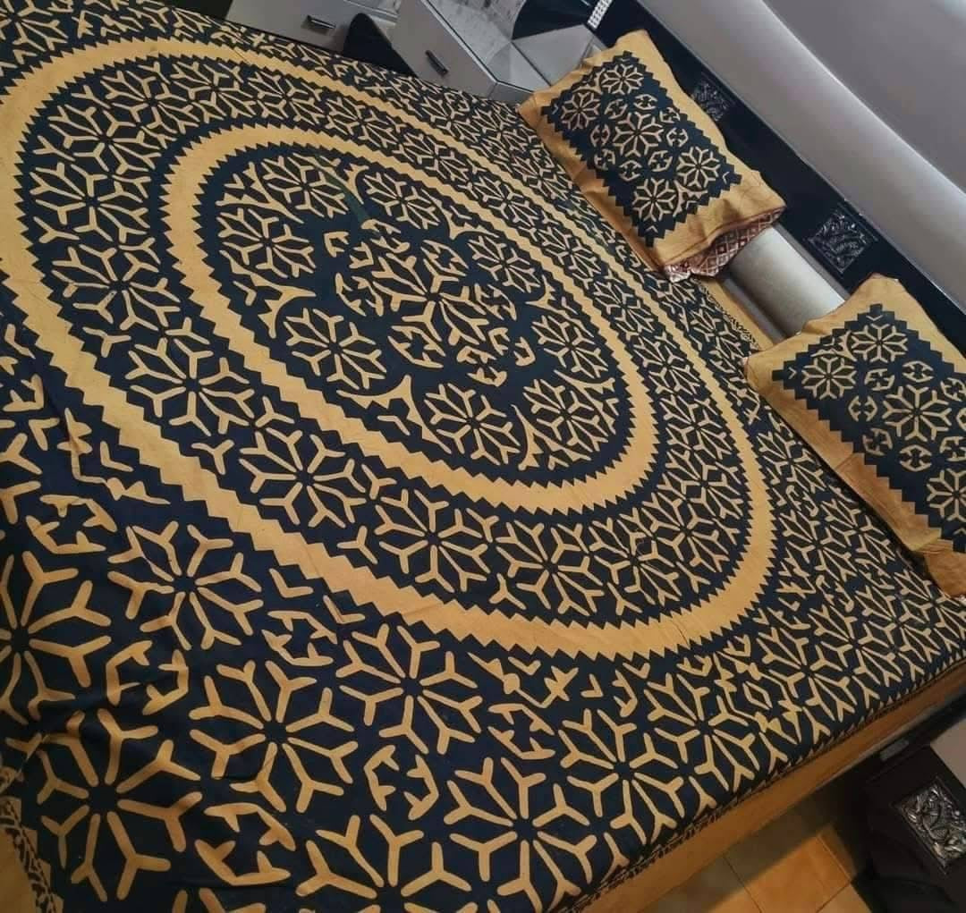 Applic Block Print Double Bed Bedsheets