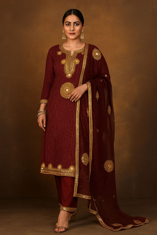 Chunri Print Gotta Bunches Chiffon Dupatta 3pc Dress 👗